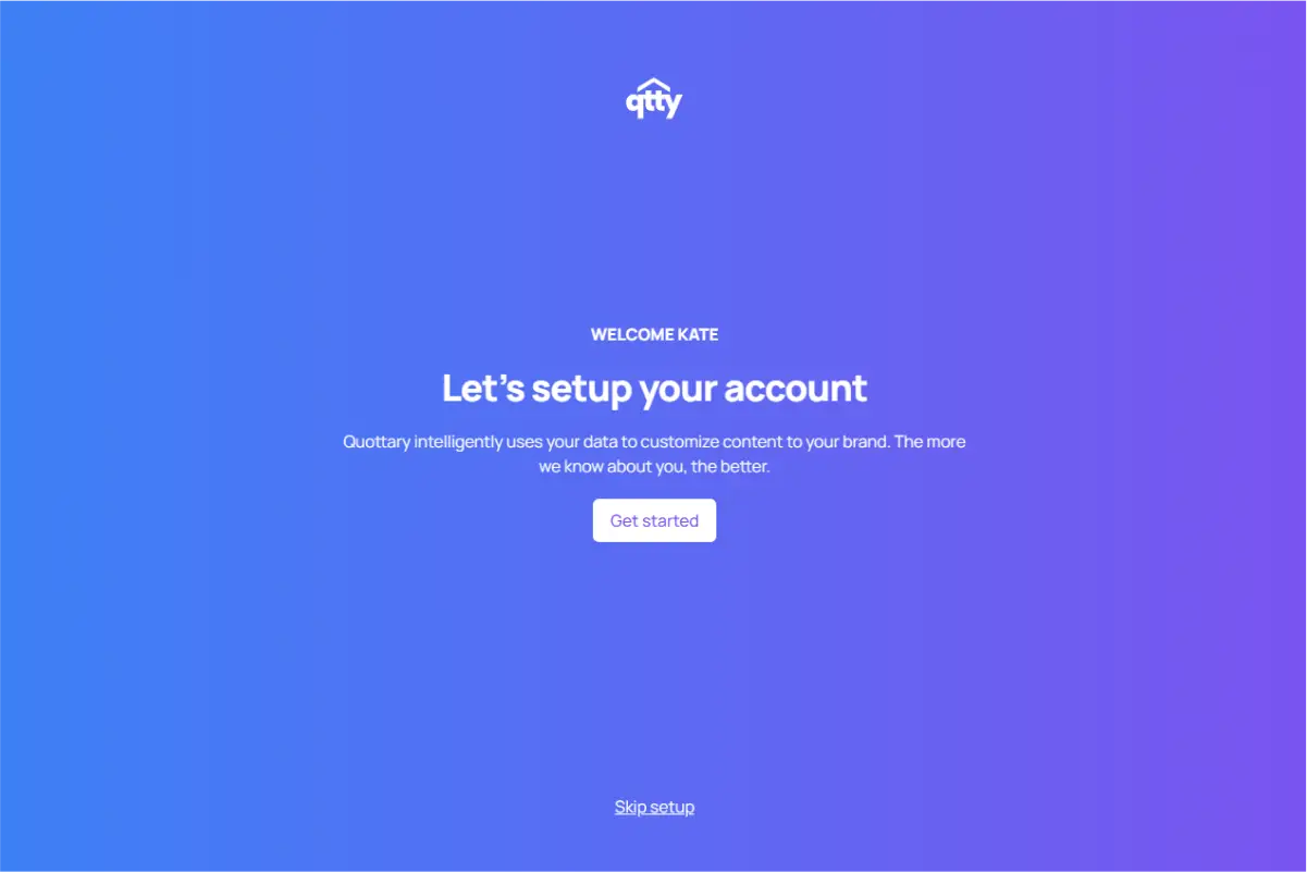 Onboarding process start page